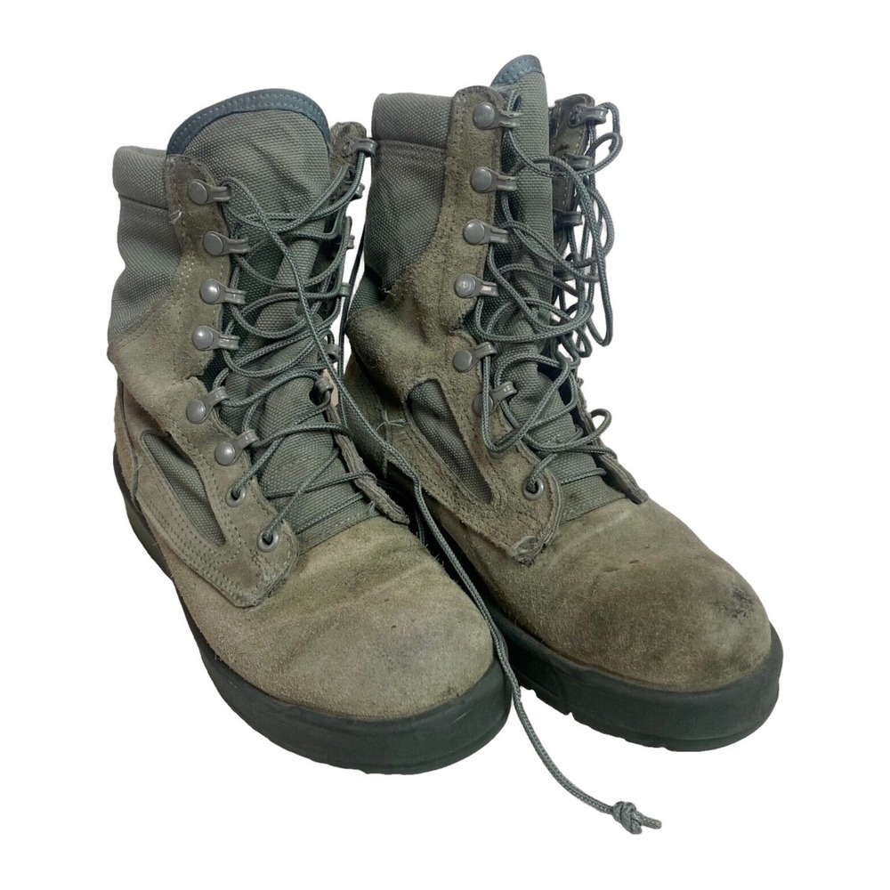 Wellco Air Force TW Combat Flight Boots Sz 7WF Suede Vibram Military Sage Green